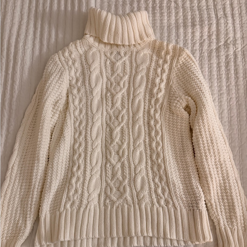 Ralph Lauren Cream Cable Knit Turtleneck Sweater